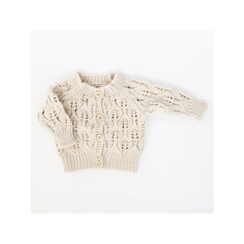 Leaf Lace Cardigan Sweater, Natural