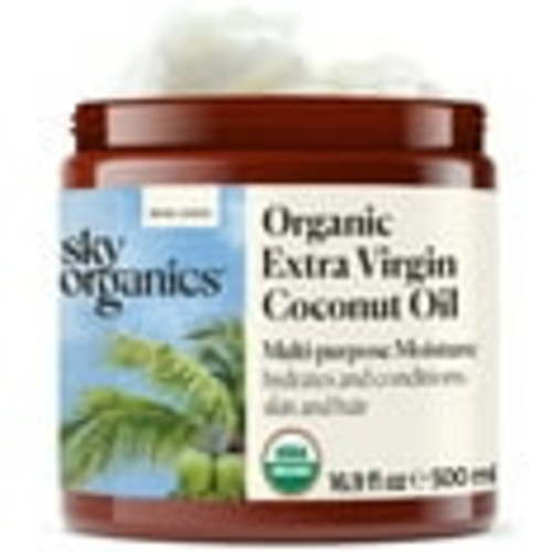 Sky Organics Extra Virgin Coconut Oil, 100% Pure, Unrefined, Cold Pressed, 16.9 fl oz, Edible for Skin & Body
