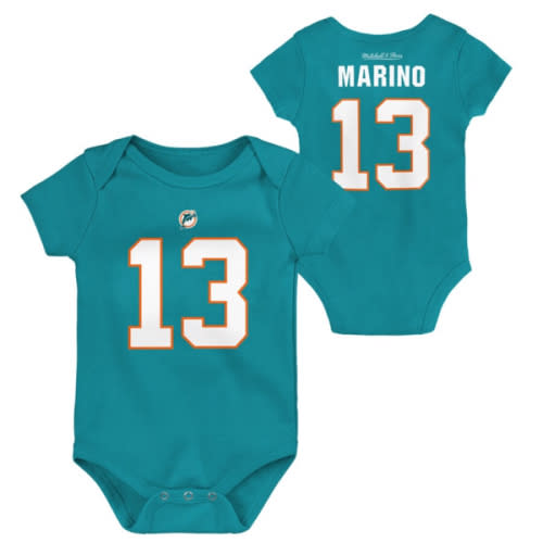 Dan Marino Miami Dolphins Mitchell & Ness Newborn & Infant Retro Name & Number Bodysuit - Aqua