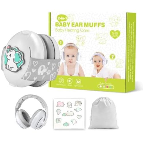 2-in-1 Baby Headphones for Noise Cancelling, Adjustable Ear Muff Noise Protection for Infant Toddler- Travel Essential
