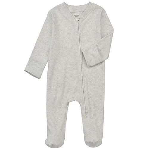 Aablexema Baby Footed Pajamas with Mitten Cuffs - Unisex Newborn Infant 2 Ways Zipper Cotton Footie Pjs