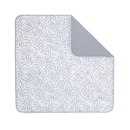 Toddlekind Pretty Practical Mat 100% Organic Cotton 47" x 47”, Reversible, Portable, Travel, Portable, Indoor/Outdoor, for Babies/Toddlers, Sandy Lines-Ocean Leaves-Stone (Grey)