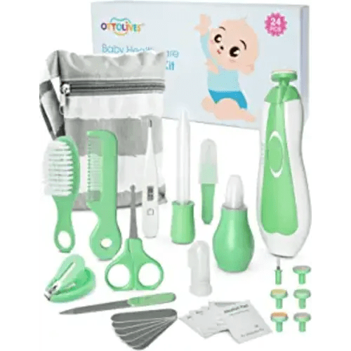 OTTOLIVES Baby Healthcare and Grooming Kit, 24 in 1 Baby Electric Nail Trimmer Set Newborn Nursery Health Care Set for Newborn Infant Toddlers Baby Boys Girls Kids (0-3 Years+) (Upgrade Green)