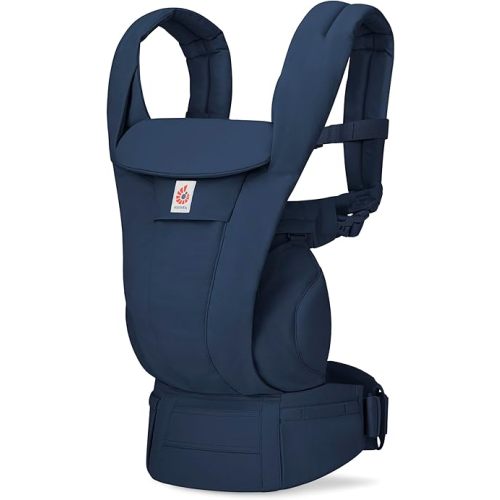 Ergobaby Omni Deluxe Baby Carrier for Newborn to Toddlers 0-48 Months (7-45 lbs) - 4-Position 100% Premium Cotton Baby Carrier with Ergonomic Support, Storage Pockets, and Sun Hood - Midnight Blue