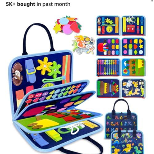 Amazon.com: Exorany Busy Board Montessori Toys for Toddler Boy Birthday Gifts, Busy Book Sensory Learning Toys for Toddlers, Toddler Boy Airplane Car Travel Toy Educational Activities : Toys & Games