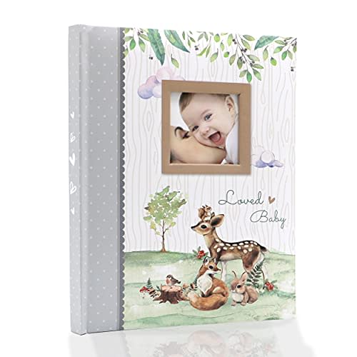 Holoary First 5 Years Baby Memory Book - 76 Colourful Illustrated Keepsake Journal Pages Record Book Album for Newborn Baby Boy or Girl, Woodland Animals Design