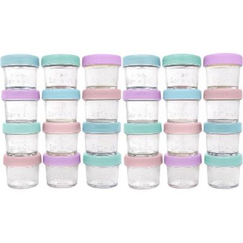 WeeSprout Glass Baby Food Storage Jars w/ Lids - 4oz, 24 Pack Set