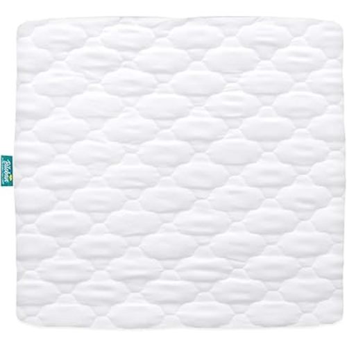 Playard Mattress Cover -for Square Play Yard, Perfect for New Room2 / TotBloc Portable Playard, Waterproof, Ultra Soft, Fitted Playpen Mattress Cover, White
