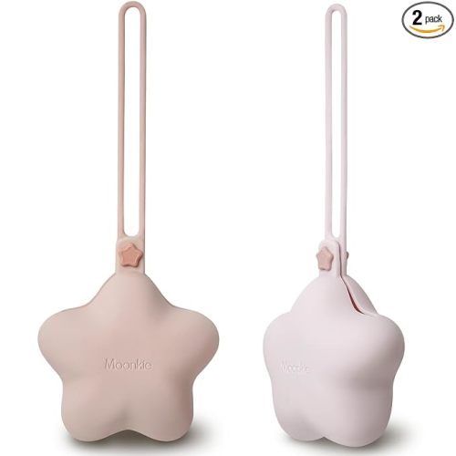 Moonkie Silicone Pacifier Holder Case, Cute Portable Pacifier Storage Case, 2 Pack