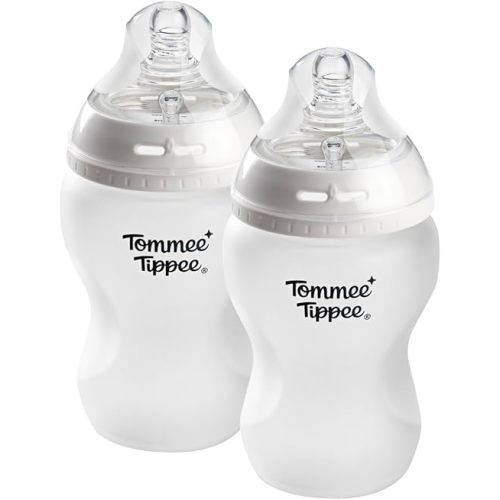 Tommee Tippee Natural Start Silicone Coated Glass Baby Bottles for Feeding from Newborn Up, 9oz, 2 Pack