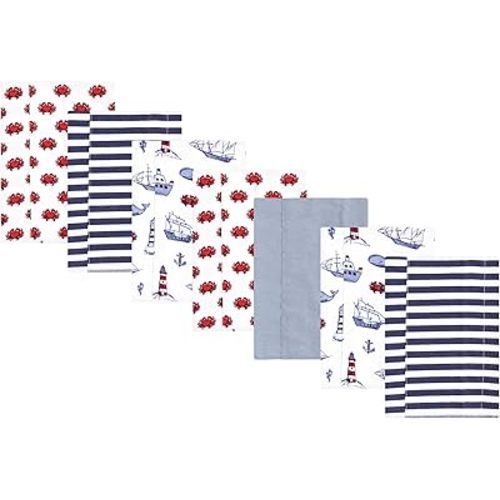 Luvable Friends Hudson Baby Flannel Burp Cloths 7pk, Coastal Lighthouse