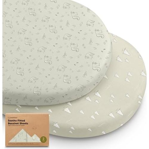 2pk Organic Baby Bassinet Sheets Boys, Girls, Fitted Sheet (Pine Grove)