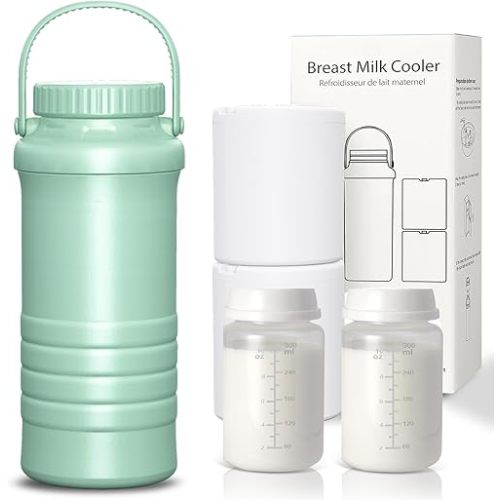 Portable Breast Milk Cooler Bottle, 22oz Larger Capacity Breastmilk Chiller for Travel & Outdoor, 360° All-Round Cooling for 24 Hours, Breastfeeding Essentials with 2pcs Bottle for Breastmilk Storage