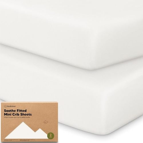 2pk Mini Crib Sheets Fitted 38x26 Pack N Play Mattress Sheet (Soft White)