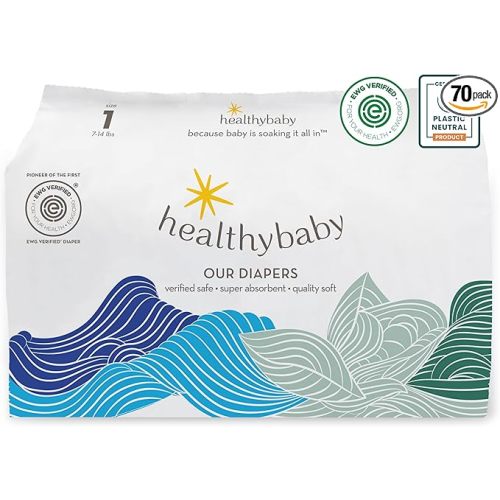 Our Diapers | The First EWG Verified & Microbiome-Friendly Diaper | 12-Hour Leak Protection | Made with Organic Cotton & Plant-Derived Materials | Totally Chlorine Free | Size 1 (7-14 lbs) 70 Count