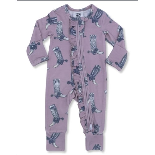 Dusty Rose Boots -Ruffled- Folding Feet Jammies – Cowkid Clothing Company