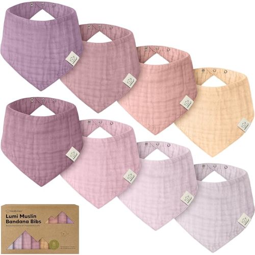 8-Pack Muslin Baby Bibs for Drooling, Teething – Muslin Bandana Drool Bibs for Baby Boys, Girls, Newborn, Teething Toddlers, Infant 0-36 Months, Soft Cotton Extra Absorbent (Lavender)