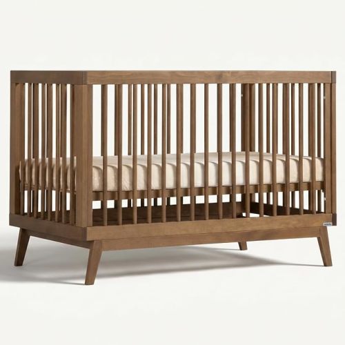 dadada Baby Soho 3-in-1 Convertible Wood Crib Bed, Made in Italy, Walnut | Crib to Toddler Bed, GREENGUARD Gold Certified, Baby-Safe Finish, Sustainable Beechwood, Modern Design, 3 Adjustable Heights