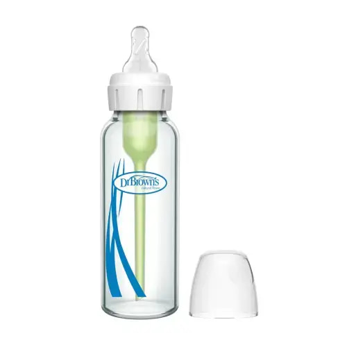 Dr. Brown's Natural Flow Anti-Colic Options+ Narrow Glass Baby Bottle, with Level 1 Slow Flow Nipple