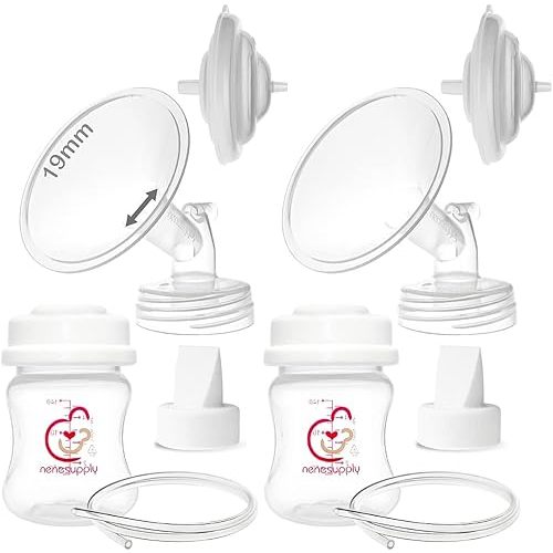 size 19 Nenesupply Pump Parts Compatible with Spectra S2 S1 9 Plus Breast Pump to Replace Spectra Pump Parts S2 Accessories Flange 19mm Duckbill Valve Tubing Bottles Backflow Protector
