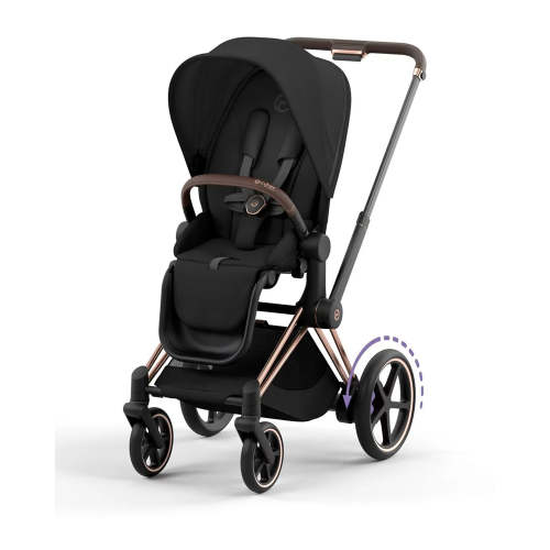 e-PRIAM 2 Stroller with Rose Gold Frame & Brown Accents