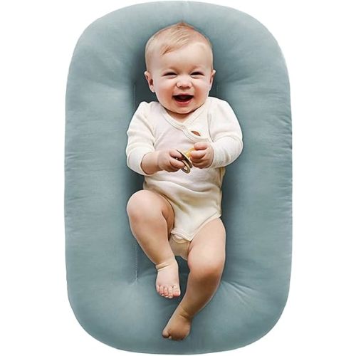 2024 New Baby Lounger 0-24 Months, Newborn Lounger Nest Sleeper, Snuggle Lounger for Baby (Green,95x55cm/37.4x21.6in)