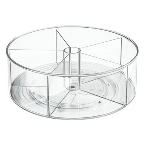 Idesign Recycled Plastic Divided Lazy Susan Turntable Organizer Clear: 12" Kitchen Storage, Hand Wash, 0.75 Lbs