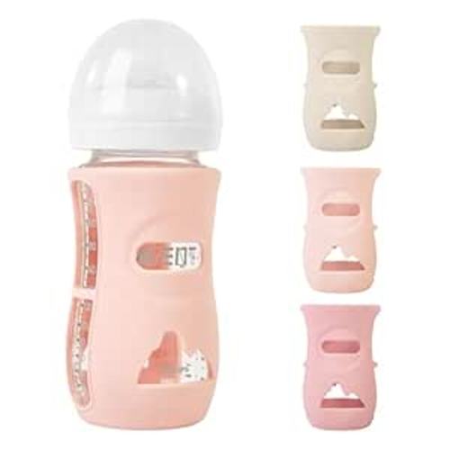 MINMUNJIU 3 Pack Silicone Sleeves for Philips Avent Natural Glass Baby Bottles, Anti Breakage Baby Bottle Holder for Baby Girls, Compatible with Philips Avent Glass Natural Baby Bottle, 8 oz