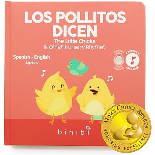 Binibi Spanish Musical Book for Babies & Toddlers 1-3 Los Pollitos Dicen & Other Nursery Rhymes | Spanish Learning for Kids | Bilingual Children's Book | Sound Book | Libro en español para bebés - Los Pollitos Dicen (Red)