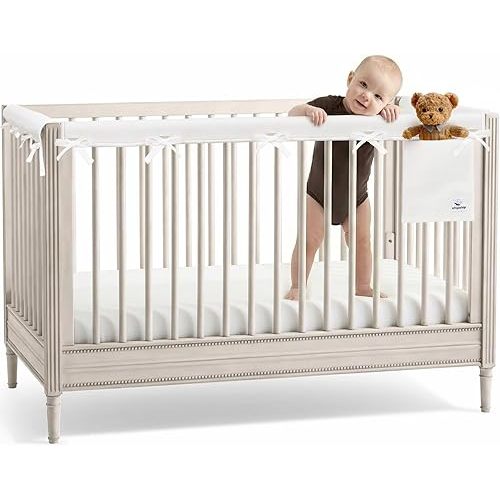 CHIPCHIP 3-Pack Mesh Fabric Covers for Crib Top Rail Only
