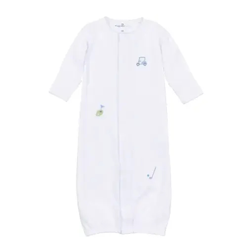 Tiny Tee Time Embroidered Converter Gown- Light Blue