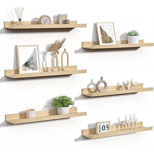 Floating Shelves for Wall Set of 6, Natural