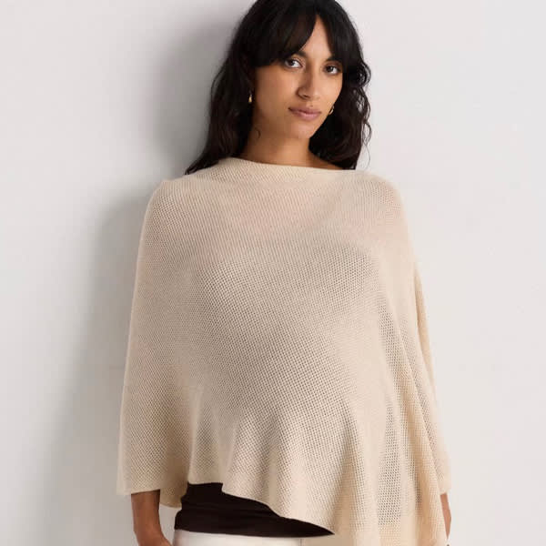 Lightweight Cotton Cashmere Nursing Shawl in Heather Oatmeal