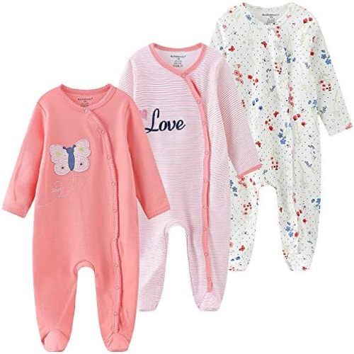 Kiddiezoom Baby Footed Cotton One-Piece Romper Jumpsuit Pajamas