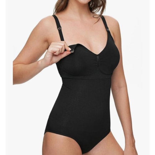 Tummy Control Nursing Bodysuit, Seamless Breastfeeding Body Shaper, Postpartum Sculpting Snatched Waist Bodysuit