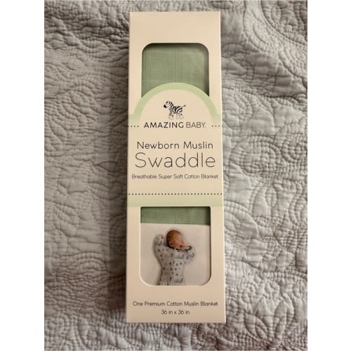 Amazing Baby Newborn Muslin Swaddle Blanket - Sage Green