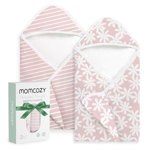 Momcozy Baby Towel with Hooded - Ultra Soft & Absorbent Large Bath Towel Set for Comfort & Gentle on Baby's Skin - Shower Gift & Bath Essential & Baby Registry Search for Newborn,Infant,Toddler,Kids