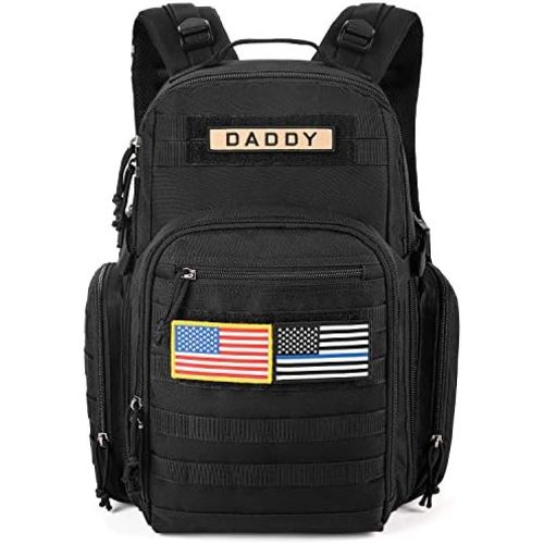 MIRACOL Outdoor Diaper Bag for Men - Military Baby Diaper Backpack for Hiking Travel Trips Camping - Army Daddy Gear Backpack for Outdoor Enthusiast Dad Black