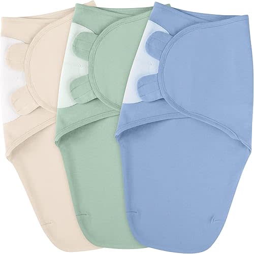 Baby Swaddles for Newborns - 100% Cotton Baby Swaddles 0-3 Months, 3 Pack Newborn Swaddle Sack for Baby Girl & Boy, Breathable Soft Preemie Swaddles