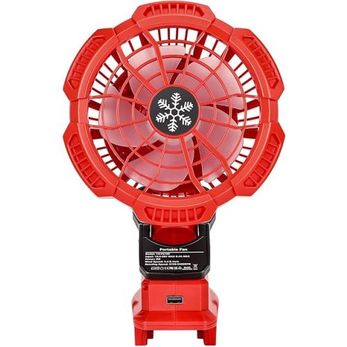 Cordless Clip Fan Compatible with Milwauke 18V Battery, Personal Battery Operated 3 Speed Camping Fan with USB Port 330° & 110° Pivoting, Powerful Wind