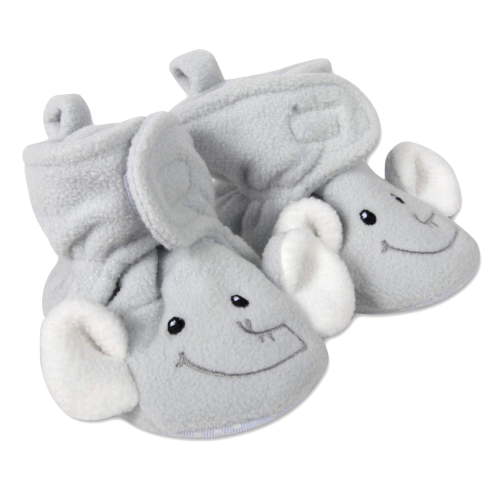 Baby Essentials Cozy Sherpa Fleece Soft Soled Baby Booties for Fall, Winter, Newborn Infants 0 – 6 Months in Excellent Gray Elephants