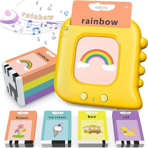 Talking Flash Cards,Kids Toddler Flash Cards with 240 Sight Words,Montessori Toys,Autism Sensory Toys,Speech Therapy Toys,Learning Educational Toys Gifts for Age 1 2 3 4 5 Years Old Boys and Girls - Yellow