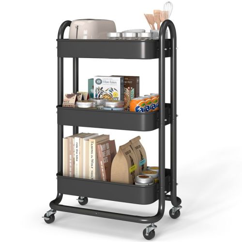 SUGIFT 3-Tier Rolling Utility Cart with Lockable Wheels