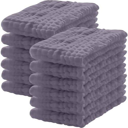 12 Pack Muslin Burp Cloths 100% Cotton Muslin Cloths Large 20''x10'' Extra Soft and Absorbent Baby Burping Cloth - White