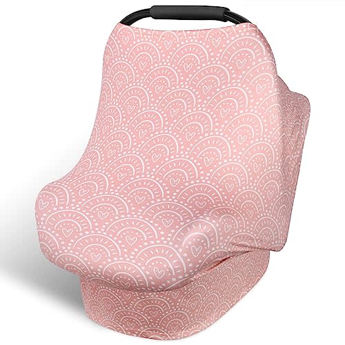Rquite Car Seat Cover Baby, Carseat Cover for Boy Girl, Stretchy Infant Car Seat Cover, Breathable Car Seat Canopy, Nursing Cover for Breastfeeding, Multi-use Baby Carseat, Carrier, Stroller Covers