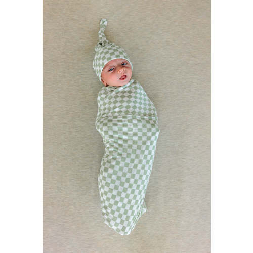 Fern Chequer Swaddle + Hat Set