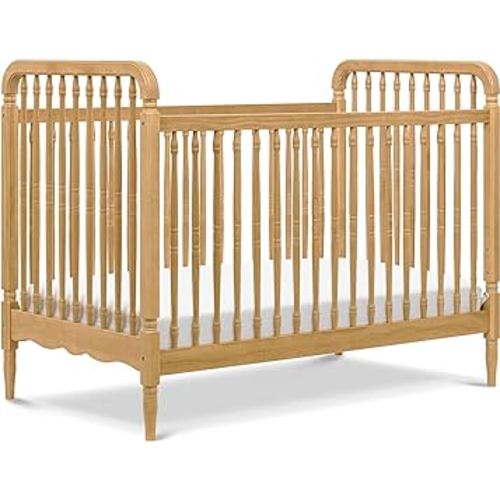 Namesake Liberty 3-in-1 Convertible Spindle Crib with Toddler Bed Conversion Kit in Honey, Greenguard Gold Certified