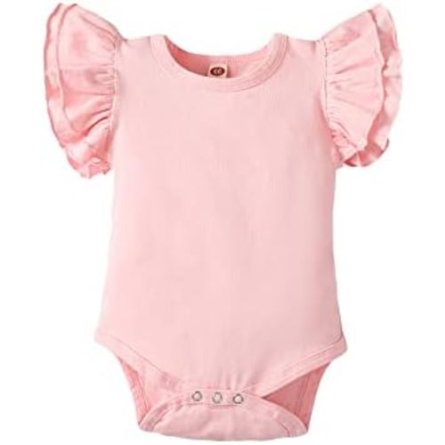 Baby Girl Solid Color Romper Infant Ruffle Sleeve Bodysuit One Piece Outfit Toddler Jumpsuit clothes