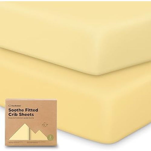 KeaBabies 2-Pack Organic Crib Sheets for Boys, Girls - 52x28 Fitted Crib Mattress Sheet Neutral, Breathable Jersey Cotton Cover for Baby Bed, Toddler Mattress, Soft & Cute Prints (Sunshine)
