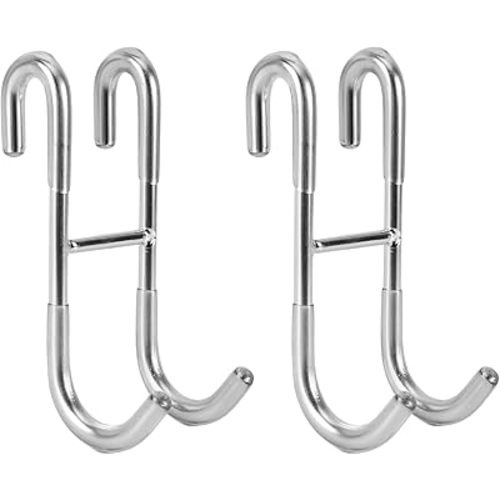 Simtive Shower Door Hooks (2-Pack), Towel Hooks for Bathroom Frameless Glass Door, Shower Squeegee Hooks, Silver